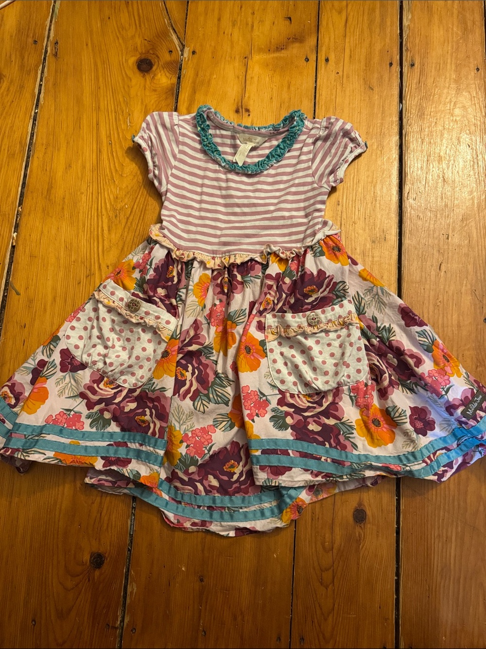 Kids Floral Mix-Print Dress in Pink and Purple